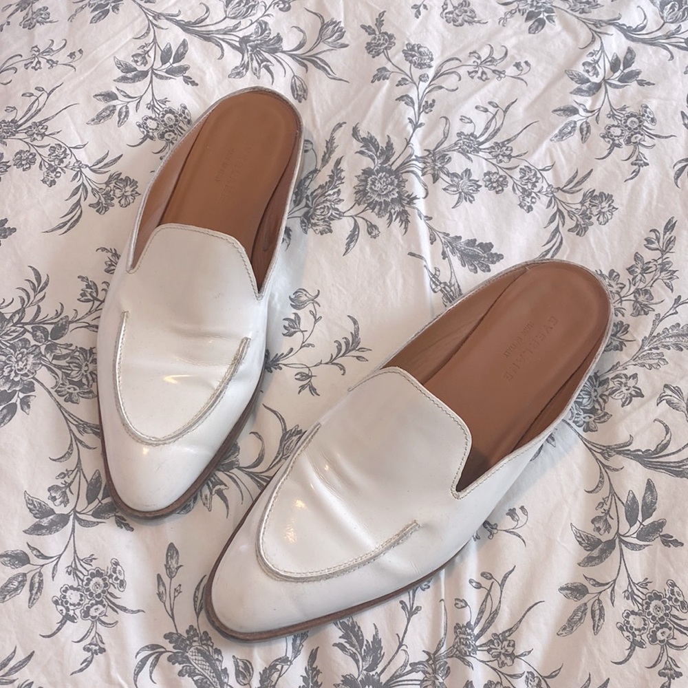 Everlane white mules